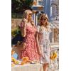 imageZeagoo Womens Summer Dress Mini Petal Short Sleeve Dresses Pleated Button Down V Neck Floral Beach Swing Vacation Dress 2025Floral Red White