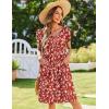 imageZeagoo Womens Summer Dress Mini Petal Short Sleeve Dresses Pleated Button Down V Neck Floral Beach Swing Vacation Dress 2025Floral Red White