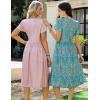 imageZeagoo Women Summer Short Sleeve Midi Dress with Pockets Casual Aline Flowy Tshirt Dress Floral Vocation Beach Sundress01pink Round Dot