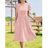 imageZeagoo Women Summer Short Sleeve Midi Dress with Pockets Casual Aline Flowy Tshirt Dress Floral Vocation Beach Sundress01pink Round Dot