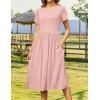 imageZeagoo Women Summer Short Sleeve Midi Dress with Pockets Casual Aline Flowy Tshirt Dress Floral Vocation Beach Sundress01pink Round Dot