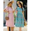 imageZeagoo Women Summer Short Sleeve Midi Dress with Pockets Casual Aline Flowy Tshirt Dress Floral Vocation Beach Sundress01pink Round Dot