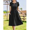 imageZeagoo Women Summer Short Sleeve Midi Dress with Pockets Casual Aline Flowy Tshirt Dress Floral Vocation Beach SundressBlack