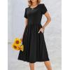 imageZeagoo Women Summer Short Sleeve Midi Dress with Pockets Casual Aline Flowy Tshirt Dress Floral Vocation Beach SundressBlack