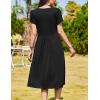 imageZeagoo Women Summer Short Sleeve Midi Dress with Pockets Casual Aline Flowy Tshirt Dress Floral Vocation Beach SundressBlack