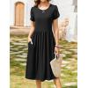 imageZeagoo Women Summer Short Sleeve Midi Dress with Pockets Casual Aline Flowy Tshirt Dress Floral Vocation Beach SundressBlack