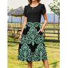 imageZeagoo Women Summer Short Sleeve Midi Dress with Pockets Casual Aline Flowy Tshirt Dress Floral Vocation Beach SundressBlue Floral Black