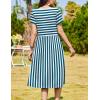 imageZeagoo Women Summer Short Sleeve Midi Dress with Pockets Casual Aline Flowy Tshirt Dress Floral Vocation Beach SundressBlue White Stripe