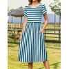 imageZeagoo Women Summer Short Sleeve Midi Dress with Pockets Casual Aline Flowy Tshirt Dress Floral Vocation Beach SundressBlue White Stripe