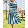 imageZeagoo Women Summer Short Sleeve Midi Dress with Pockets Casual Aline Flowy Tshirt Dress Floral Vocation Beach SundressBlue White Stripe