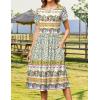 imageZeagoo Women Summer Short Sleeve Midi Dress with Pockets Casual Aline Flowy Tshirt Dress Floral Vocation Beach SundressBlue Yellow Bohemian
