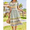 imageZeagoo Women Summer Short Sleeve Midi Dress with Pockets Casual Aline Flowy Tshirt Dress Floral Vocation Beach SundressBlue Yellow Bohemian