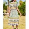 imageZeagoo Women Summer Short Sleeve Midi Dress with Pockets Casual Aline Flowy Tshirt Dress Floral Vocation Beach SundressBlue Yellow Bohemian