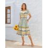 imageZeagoo Women Summer Short Sleeve Midi Dress with Pockets Casual Aline Flowy Tshirt Dress Floral Vocation Beach SundressBlue Yellow Bohemian