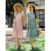 imageZeagoo Women Summer Short Sleeve Midi Dress with Pockets Casual Aline Flowy Tshirt Dress Floral Vocation Beach SundressBoho Floral