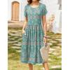 imageZeagoo Women Summer Short Sleeve Midi Dress with Pockets Casual Aline Flowy Tshirt Dress Floral Vocation Beach SundressBoho Floral