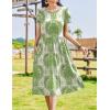 imageZeagoo Women Summer Short Sleeve Midi Dress with Pockets Casual Aline Flowy Tshirt Dress Floral Vocation Beach SundressEthnic Patterngreen