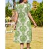 imageZeagoo Women Summer Short Sleeve Midi Dress with Pockets Casual Aline Flowy Tshirt Dress Floral Vocation Beach SundressEthnic Patterngreen
