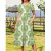 imageZeagoo Women Summer Short Sleeve Midi Dress with Pockets Casual Aline Flowy Tshirt Dress Floral Vocation Beach SundressEthnic Patterngreen