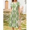 imageZeagoo Women Summer Short Sleeve Midi Dress with Pockets Casual Aline Flowy Tshirt Dress Floral Vocation Beach SundressEthnic Patterngreen