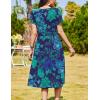 imageZeagoo Women Summer Short Sleeve Midi Dress with Pockets Casual Aline Flowy Tshirt Dress Floral Vocation Beach SundressGreen Floral Dark Blue