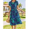 imageZeagoo Women Summer Short Sleeve Midi Dress with Pockets Casual Aline Flowy Tshirt Dress Floral Vocation Beach SundressGreen Floral Dark Blue
