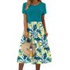 imageZeagoo Women Summer Short Sleeve Midi Dress with Pockets Casual Aline Flowy Tshirt Dress Floral Vocation Beach SundressGreen Leaf Floral