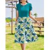 imageZeagoo Women Summer Short Sleeve Midi Dress with Pockets Casual Aline Flowy Tshirt Dress Floral Vocation Beach SundressGreen Leaf Floral