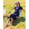 imageZeagoo Women Summer Short Sleeve Midi Dress with Pockets Casual Aline Flowy Tshirt Dress Floral Vocation Beach SundressNavy Blue