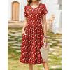 imageZeagoo Women Summer Short Sleeve Midi Dress with Pockets Casual Aline Flowy Tshirt Dress Floral Vocation Beach SundressRed Floral