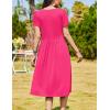 imageZeagoo Women Summer Short Sleeve Midi Dress with Pockets Casual Aline Flowy Tshirt Dress Floral Vocation Beach SundressRose Red