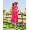 imageZeagoo Women Summer Short Sleeve Midi Dress with Pockets Casual Aline Flowy Tshirt Dress Floral Vocation Beach SundressRose Red