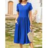 imageZeagoo Women Summer Short Sleeve Midi Dress with Pockets Casual Aline Flowy Tshirt Dress Floral Vocation Beach SundressSky Blue