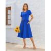 imageZeagoo Women Summer Short Sleeve Midi Dress with Pockets Casual Aline Flowy Tshirt Dress Floral Vocation Beach SundressSky Blue