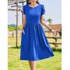 imageZeagoo Women Summer Short Sleeve Midi Dress with Pockets Casual Aline Flowy Tshirt Dress Floral Vocation Beach SundressSky Blue