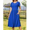 imageZeagoo Women Summer Short Sleeve Midi Dress with Pockets Casual Aline Flowy Tshirt Dress Floral Vocation Beach SundressSky Blue