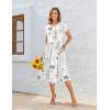 imageZeagoo Women Summer Short Sleeve Midi Dress with Pockets Casual Aline Flowy Tshirt Dress Floral Vocation Beach SundressWhite Floral