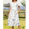 imageZeagoo Women Summer Short Sleeve Midi Dress with Pockets Casual Aline Flowy Tshirt Dress Floral Vocation Beach SundressWhite Floral