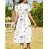 imageZeagoo Women Summer Short Sleeve Midi Dress with Pockets Casual Aline Flowy Tshirt Dress Floral Vocation Beach SundressWhite Floral