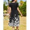 imageZeagoo Women Summer Short Sleeve Midi Dress with Pockets Casual Aline Flowy Tshirt Dress Floral Vocation Beach SundressWhite Floral Black