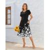 imageZeagoo Women Summer Short Sleeve Midi Dress with Pockets Casual Aline Flowy Tshirt Dress Floral Vocation Beach SundressWhite Floral Black