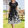 imageZeagoo Women Summer Short Sleeve Midi Dress with Pockets Casual Aline Flowy Tshirt Dress Floral Vocation Beach SundressWhite Floral Black