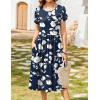 imageZeagoo Women Summer Short Sleeve Midi Dress with Pockets Casual Aline Flowy Tshirt Dress Floral Vocation Beach SundressWhite Floral Blue