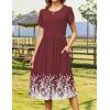 imageZeagoo Women Summer Short Sleeve Midi Dress with Pockets Casual Aline Flowy Tshirt Dress Floral Vocation Beach SundressWine Red Floral