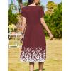 imageZeagoo Women Summer Short Sleeve Midi Dress with Pockets Casual Aline Flowy Tshirt Dress Floral Vocation Beach SundressWine Red Floral