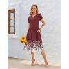 imageZeagoo Women Summer Short Sleeve Midi Dress with Pockets Casual Aline Flowy Tshirt Dress Floral Vocation Beach SundressWine Red Floral