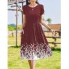 imageZeagoo Women Summer Short Sleeve Midi Dress with Pockets Casual Aline Flowy Tshirt Dress Floral Vocation Beach SundressWine Red Floral