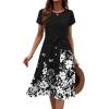 imageZeagoo Womens Midi Dress Summer Short Sleeve Dress with Pockets 2025 Casual Floral TShirt Dress Flowy Beach SundressBlack Floral04
