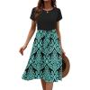 imageZeagoo Womens Midi Dress Summer Short Sleeve Dress with Pockets 2025 Casual Floral TShirt Dress Flowy Beach SundressBlackblue Floral