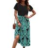 imageZeagoo Womens Midi Dress Summer Short Sleeve Dress with Pockets 2025 Casual Floral TShirt Dress Flowy Beach SundressBlackblue Floral
